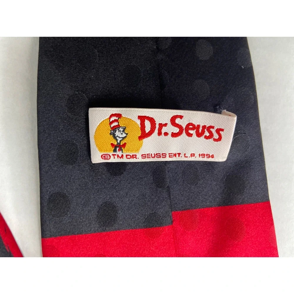 Vintage Dr Seuss‎ Silk Tie 1996 Red Black Thing Character Novelty Mens Necktie